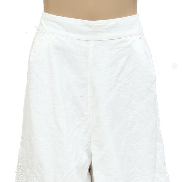 Free People Lost Skies Shorts Lace Capri Embroidered Wide Leg White L New 283784 - Picture 5 of 8